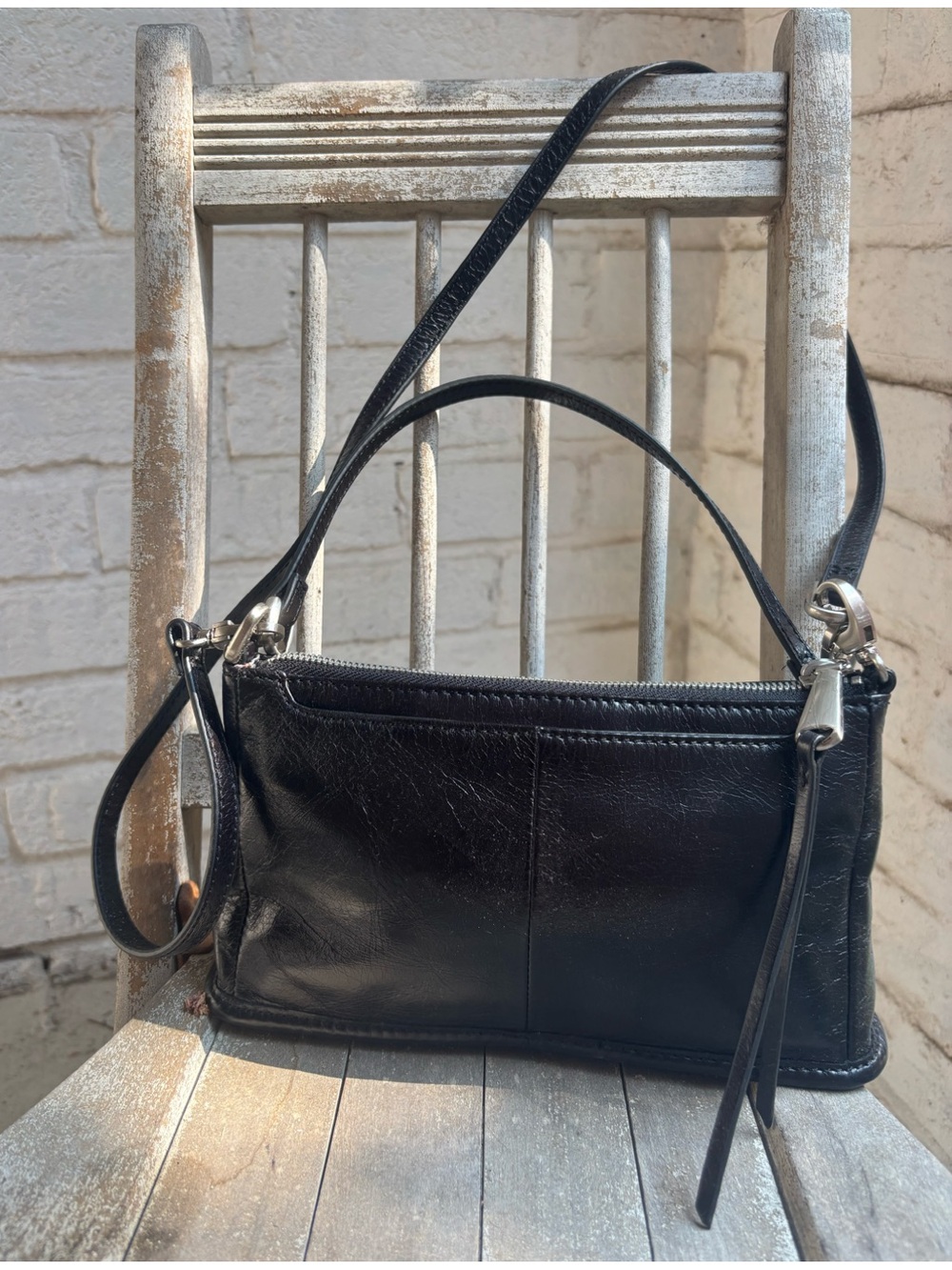 NWOT HOBO Classic Black Leather Convertible Crossbody Shoulder Bag - Picture 11 of 11